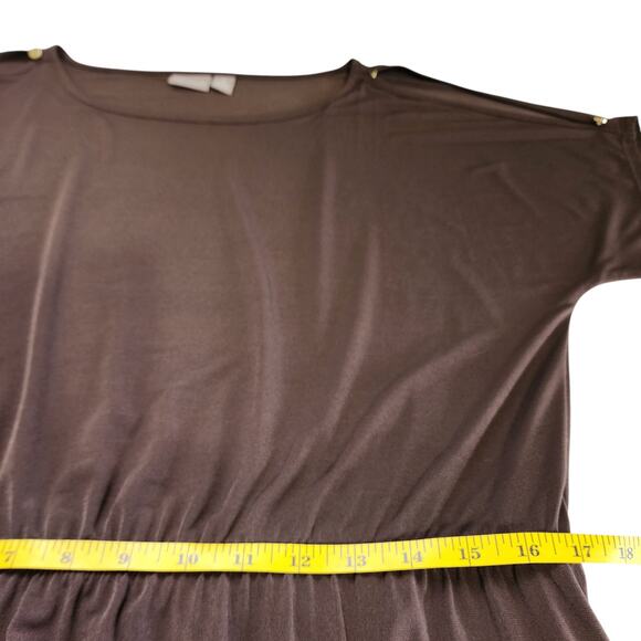 Chicos Womens Maxi Dress Size Large Chocolate Brown Cold Shoulder Stretch Travel - Picture 14 of 15
